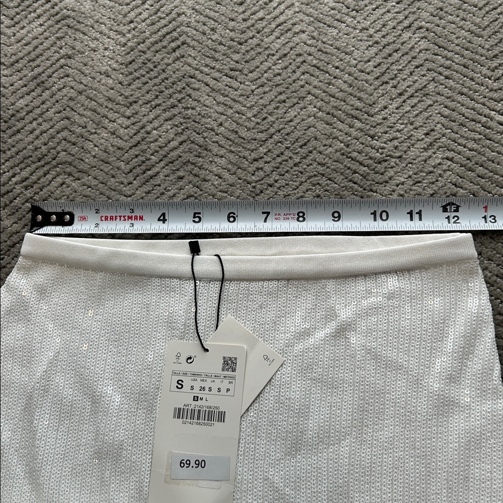 New Zara Women’s White Sequin Skirt Size Small Limited Edition - Picture 9 of 9